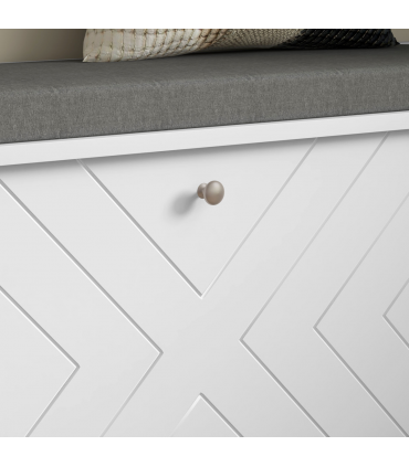 HOMCOM Shoe Bench with Flip Drawer, Cushion, 10 Pairs for Entryway White