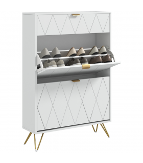 HOMCOM Slim Shoe Storage Cabinet with Flip Drawers for Entryway, Hallway, White