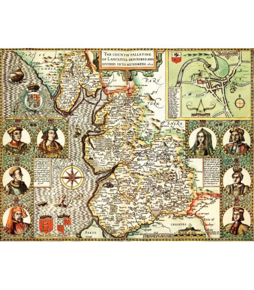 Lancashire Historical Map 1000 Piece Jigsaw Puzzle (1610)