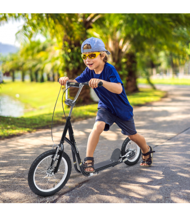 HOMCOM Teen Scooter Adjustable Height Dual Brakes Rubber Wheels Kickstand,