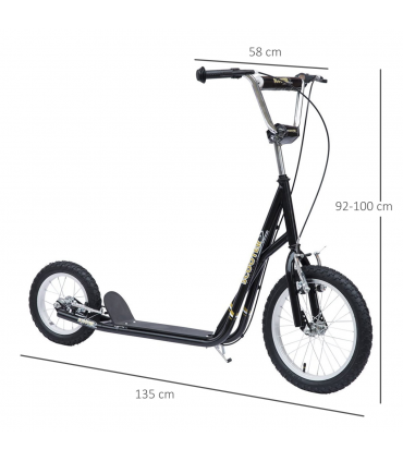 HOMCOM Teen Scooter Adjustable Height Dual Brakes Rubber Wheels Kickstand,