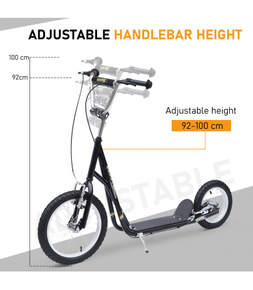 HOMCOM Teen Scooter Adjustable Height Dual Brakes Rubber Wheels Kickstand,