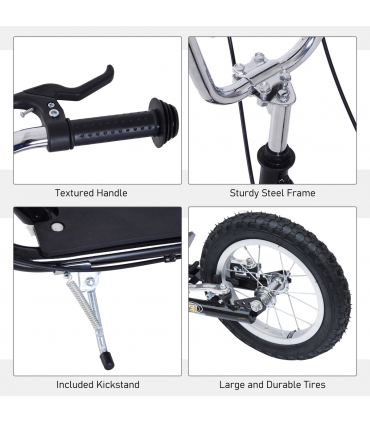 HOMCOM Teen Scooter Adjustable Height Dual Brakes Rubber Wheels Kickstand,