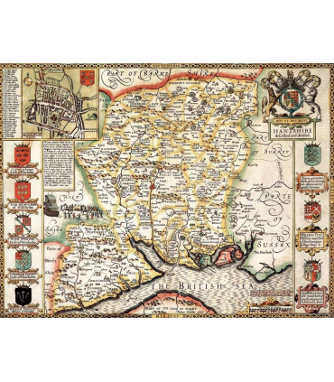Hampshire Historical Map 1000 Piece Jigsaw Puzzle (1610)