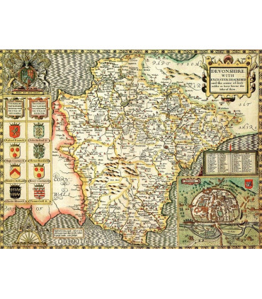 Devon Historical Map 1000 Piece Jigsaw Puzzle (1610)