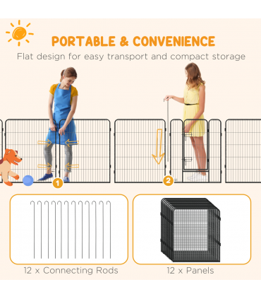 Heavy Duty Puppy Play Pen, 12 Panels Pet Exercise Pen, for Indoors, Outdoors