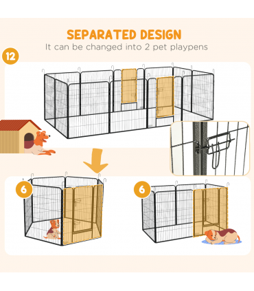 Heavy Duty Puppy Play Pen, 12 Panels Pet Exercise Pen, for Indoors, Outdoors