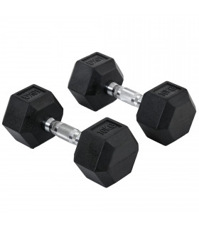 Hexagonal Dumbbells Kit Weight Lifting Exercise for Home Fitness 2x10kg HOMCOM