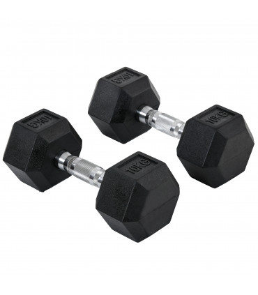 Hexagonal Dumbbells Kit Weight Lifting Exercise for Home Fitness 2x10kg HOMCOM