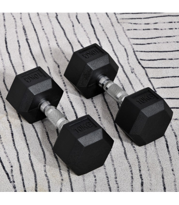 Hexagonal Dumbbells Kit Weight Lifting Exercise for Home Fitness 2x10kg HOMCOM