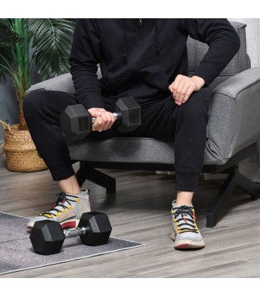 Hexagonal Dumbbells Kit Weight Lifting Exercise for Home Fitness 2x10kg HOMCOM