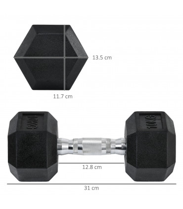 Hexagonal Dumbbells Kit Weight Lifting Exercise for Home Fitness 2x10kg HOMCOM