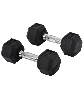 Hexagonal Dumbbells Kit Weight Lifting Exercise for Home Fitness 2x6kg HOMCOM