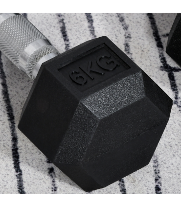 Hexagonal Dumbbells Kit Weight Lifting Exercise for Home Fitness 2x6kg HOMCOM