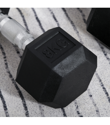 Hexagonal Dumbbells Kit Weight Lifting Exercise for Home Fitness 2x8kg HOMCOM