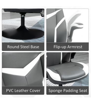 High Back Computer Gaming Chair Video Game Chair with Swivel Base Grey