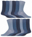 IOMI Footnurse - 12 Pairs Mens Diabetic Socks (6-11 UK / Blue)