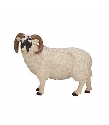 Black-Faced Sheep Ram Toy  Realistic Farm Animal Figurine