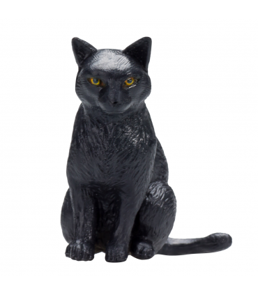 Cat Sitting Black Toy  Realistic Pet Figurine