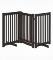 MDF Dog Gate Step over Panel Fence Expandable Folding w/Latch Support Feet Brown