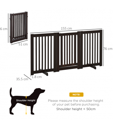 MDF Dog Gate Step over Panel Fence Expandable Folding w/Latch Support Feet Brown