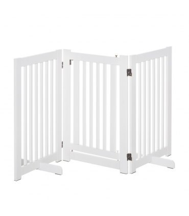 MDF Dog Gate Step over Panel Fence Expandable Folding w/Latch Support Feet White