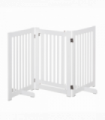 MDF Dog Gate Step over Panel Fence Expandable Folding w/Latch Support Feet White