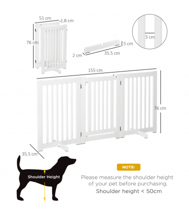 MDF Dog Gate Step over Panel Fence Expandable Folding w/Latch Support Feet White