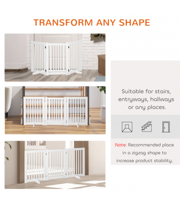 MDF Dog Gate Step over Panel Fence Expandable Folding w/Latch Support Feet White