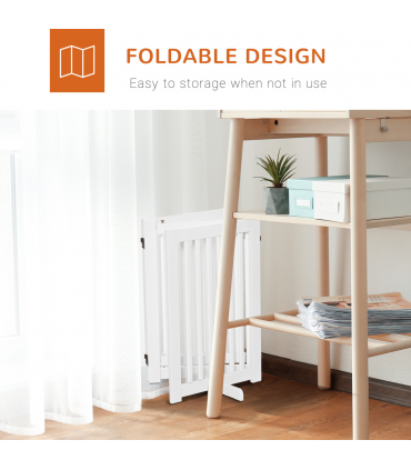 MDF Dog Gate Step over Panel Fence Expandable Folding w/Latch Support Feet White