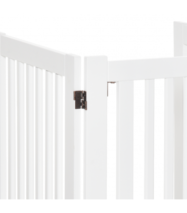 MDF Dog Gate Step over Panel Fence Expandable Folding w/Latch Support Feet White