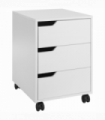 MDF Mobile File Cabinet w/ 3 Drawers Locking Wheels Metal Rails White 40L x 50W