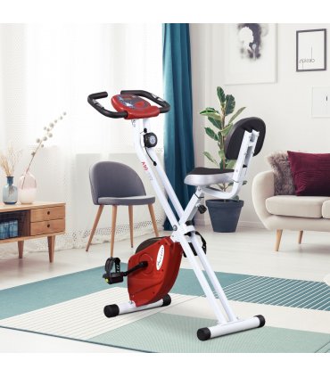 Magnetic Resistance Exercise Bike Foldable LCD Adjustable Seat Red HOMCOM