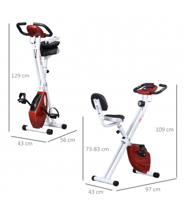 Magnetic Resistance Exercise Bike Foldable LCD Adjustable Seat Red HOMCOM