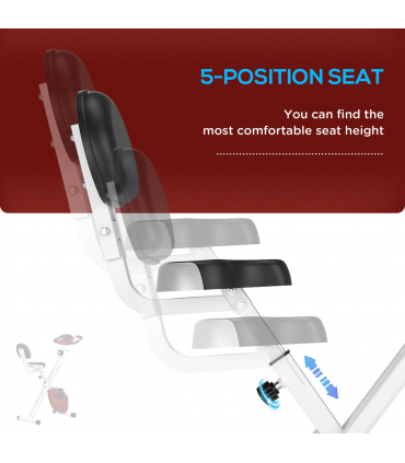 Magnetic Resistance Exercise Bike Foldable LCD Adjustable Seat Red HOMCOM