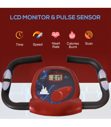Magnetic Resistance Exercise Bike Foldable LCD Adjustable Seat Red HOMCOM