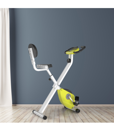 Exercise Bike Yellow White Magnetic Resistance Adjustable Seat Foldable Metal