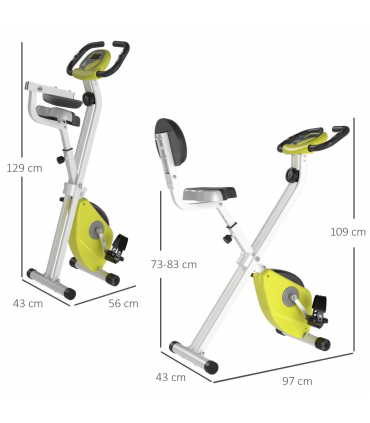 Exercise Bike Yellow White Magnetic Resistance Adjustable Seat Foldable Metal