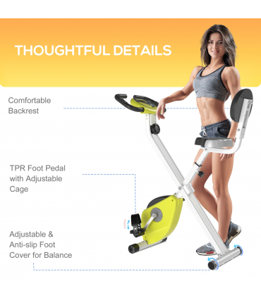 Exercise Bike Yellow White Magnetic Resistance Adjustable Seat Foldable Metal