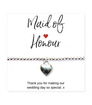 Maid of Honour Heart Bracelet & Thank You Card
