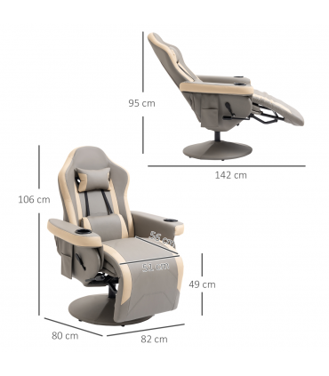 Manual Recliner Armchair PU Sofa Chair w/ Adjustable Leg Rest & 135� Reclining