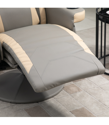 Manual Recliner Armchair PU Sofa Chair w/ Adjustable Leg Rest & 135� Reclining