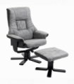 Manual Recliner Sofa With Footrest 360 Swivel Sofa Armchair Faux Leather Grey