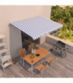 Manual Retractable Awning 450x350 cm Blue and White