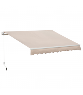 Manual Retractable Awning Garden Shelter Canopy 3 x 2m Beige