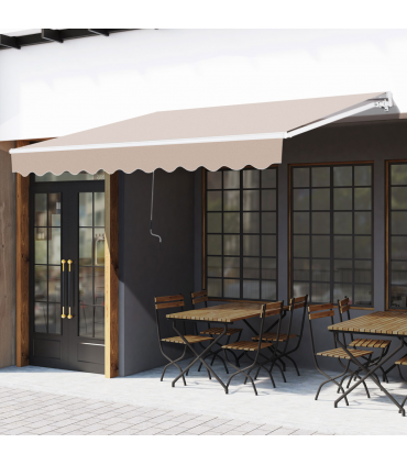 Manual Retractable Awning Garden Shelter Canopy 3 x 2m Beige