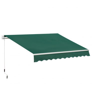 Manual Retractable Awning Garden Shelter Canopy 3 x 2m Green