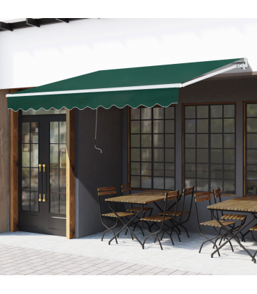 Manual Retractable Awning Garden Shelter Canopy 3 x 2m Green