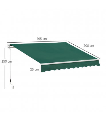 Manual Retractable Awning Garden Shelter Canopy 3 x 2m Green