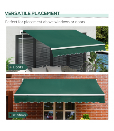 Manual Retractable Awning Garden Shelter Canopy 3 x 2m Green
